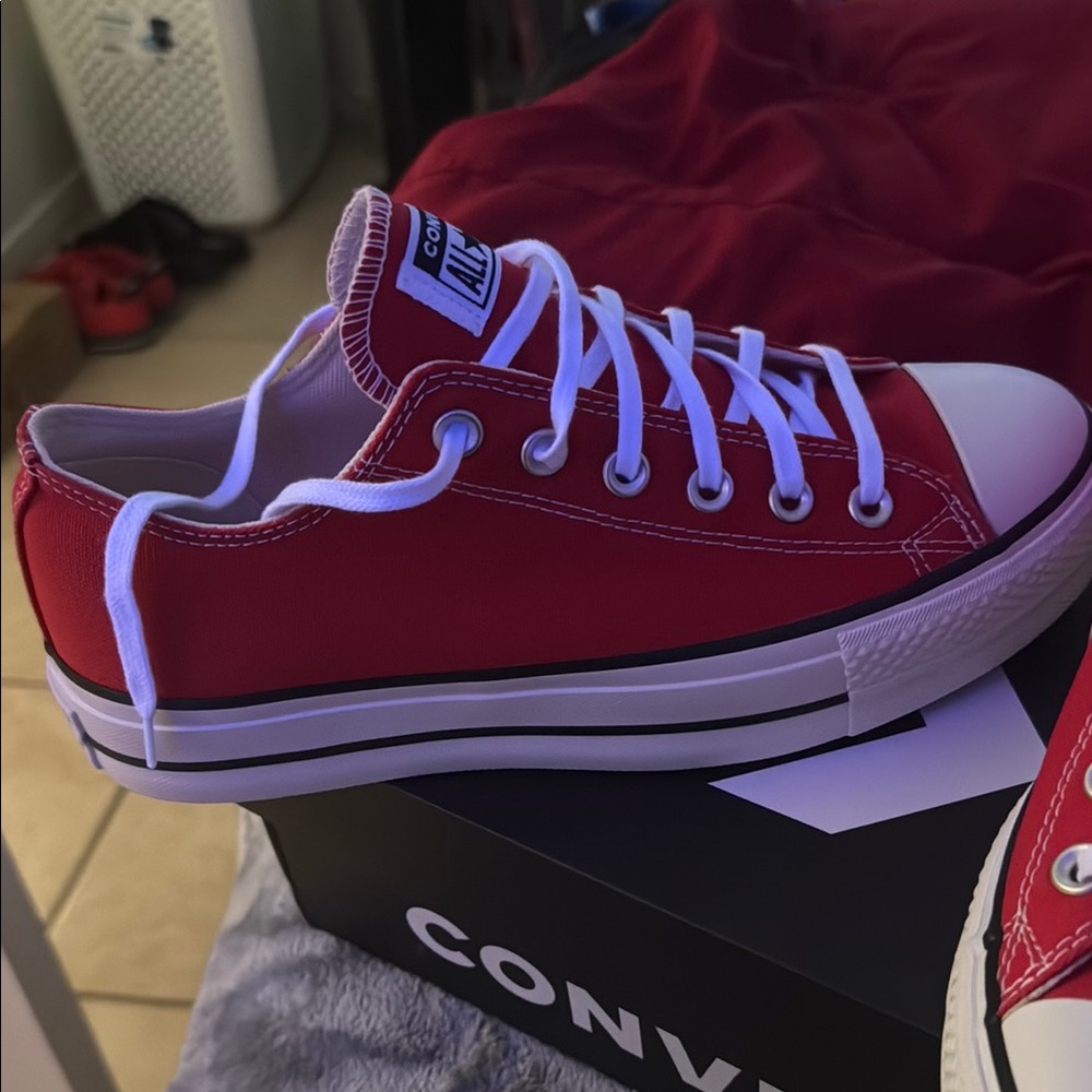 Converse Red Canvas Sneakers with White Accents